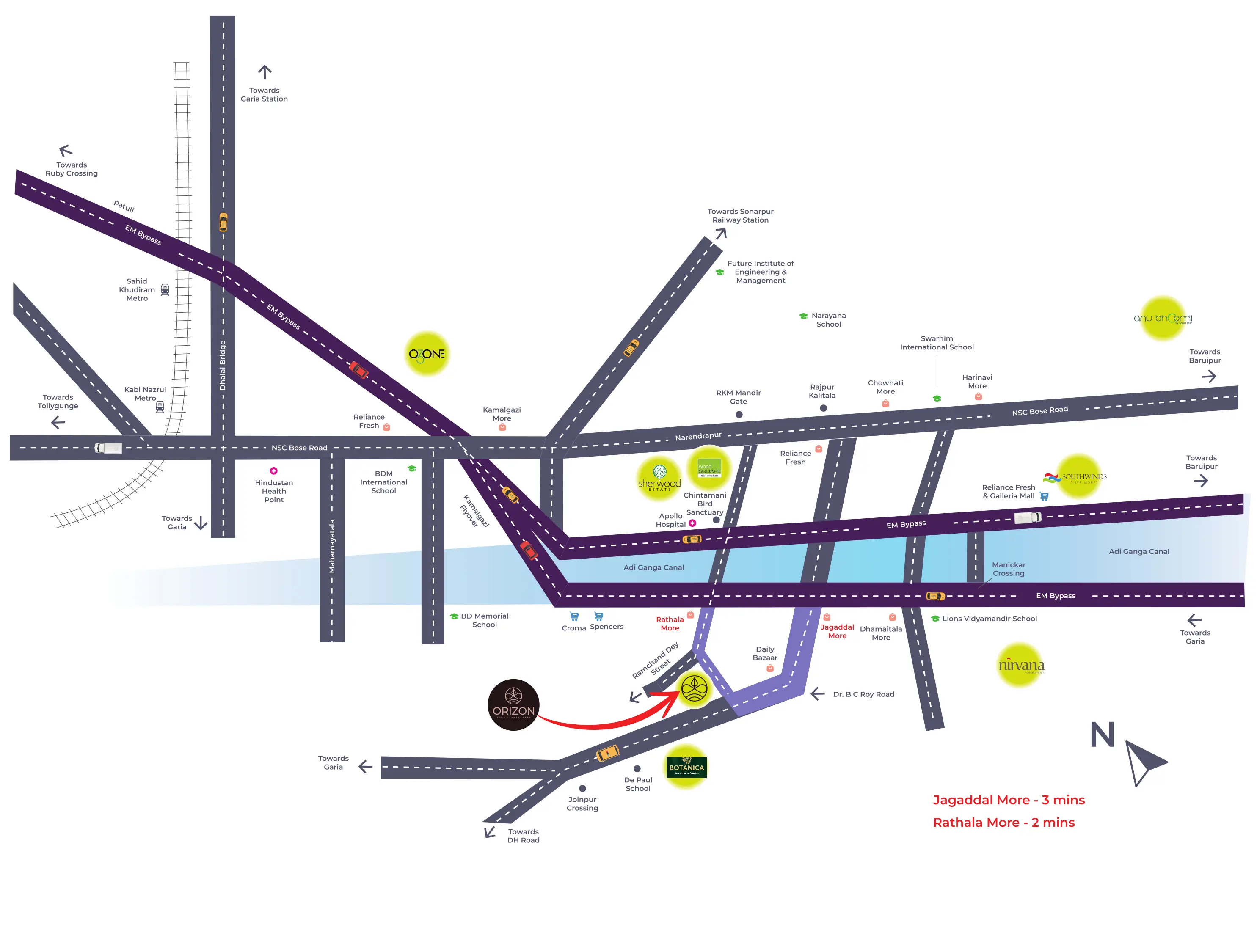 Location map of Orizon connected to Southern EM Bypass