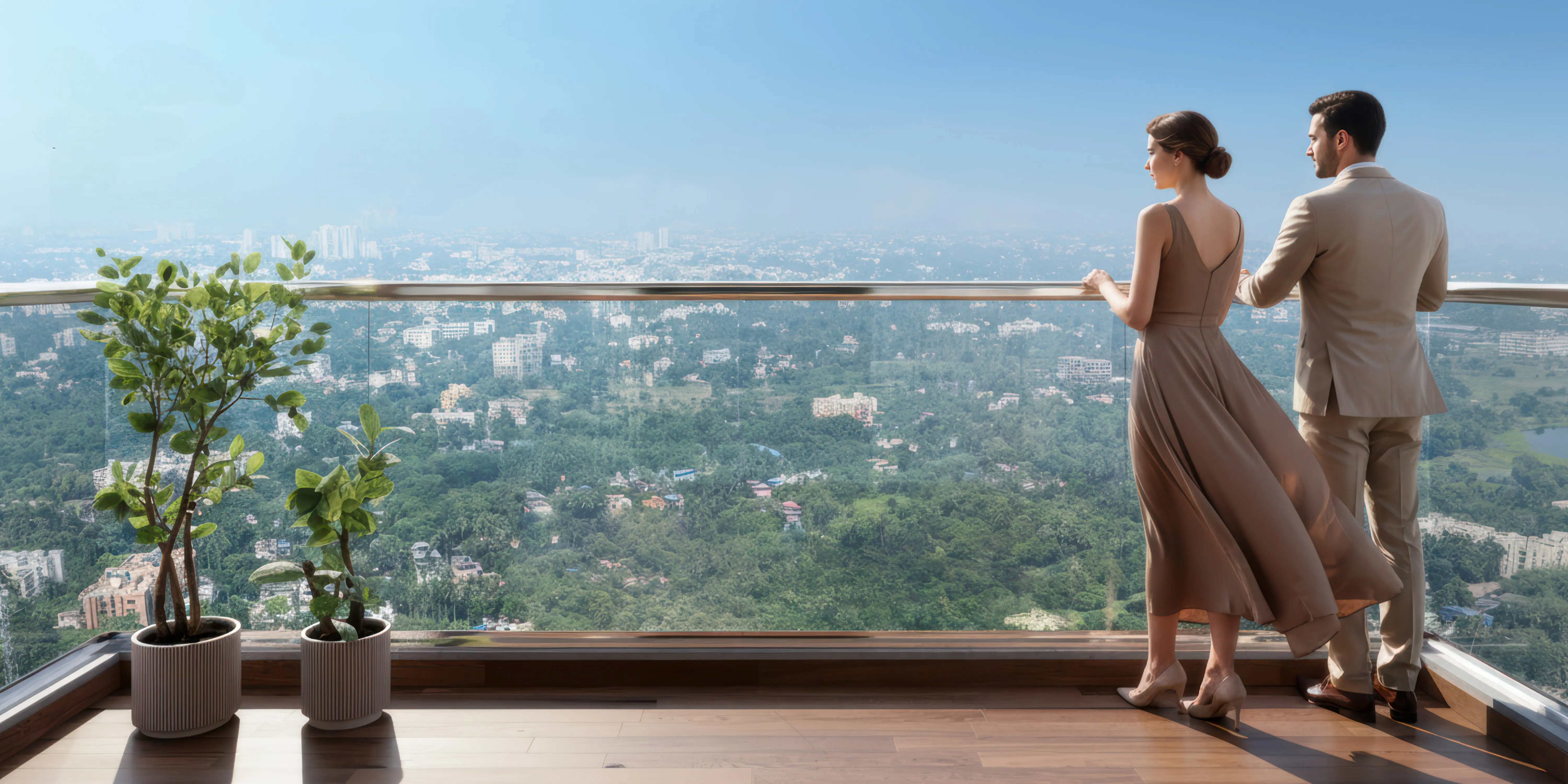 Terrace-style balcony overview at Srijan Orizon